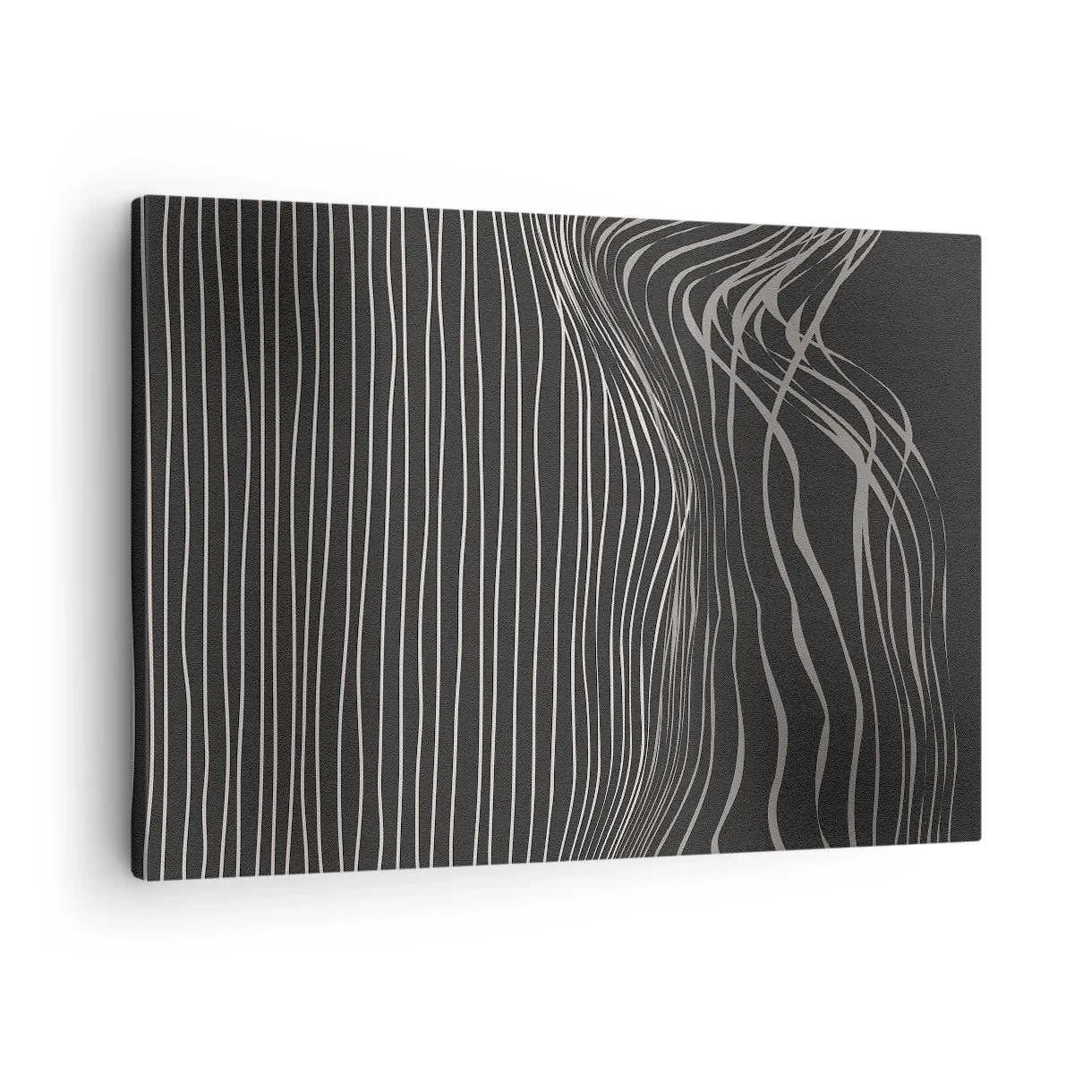 Schilderen op canvas - Witte lijnen op een donkergrijze achtergrond in een abstracte opstelling - 70x50cm - Ritme en accent - Moderne wanddecoratie voor woonkamer en slaapkamer ARTTOR