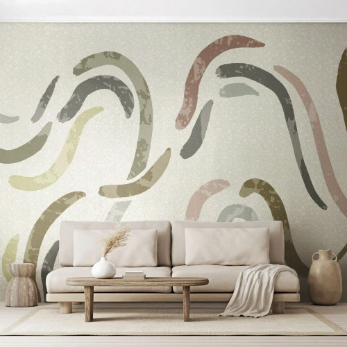 Fotobehang Premium Sand - Een vrolijke dans van abstractie - Pastel, Minimalistisch, Helder - 100x70 cm