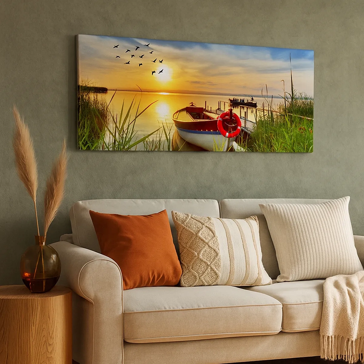 Schilderen op canvas - De aalscholvers vliegen al weg - 30x30 cm