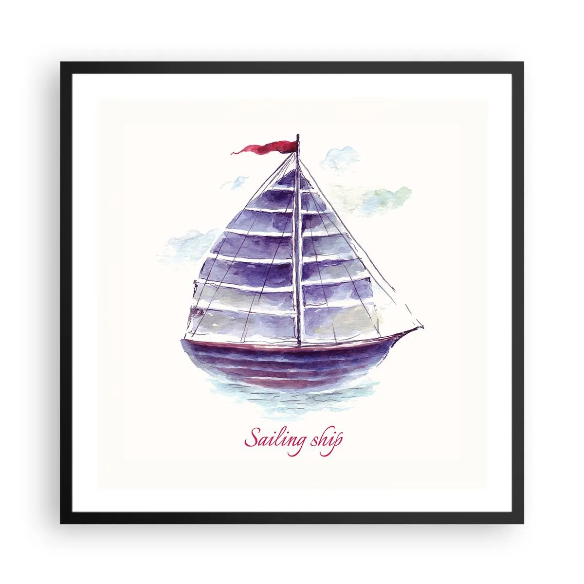 Poster in een zwarte lijst - Volle zeilen en rustig water - 60x60 cm