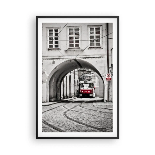 Poster in een zwarte lijst - Door het doolhof van de stad - 61x91 cm