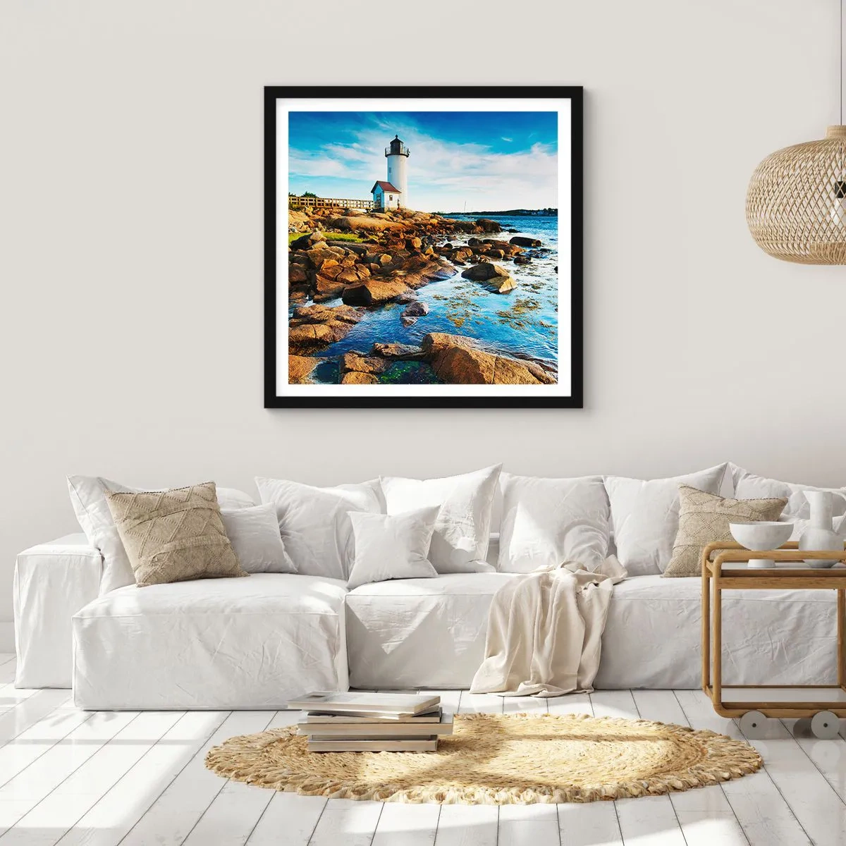Poster in een zwarte lijst - Kom blij terug, ik wacht - 50x50 cm