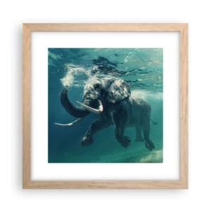 Een poster in een licht eiken lijst - Iedereen houdt van zwemmen - 30x30 cm