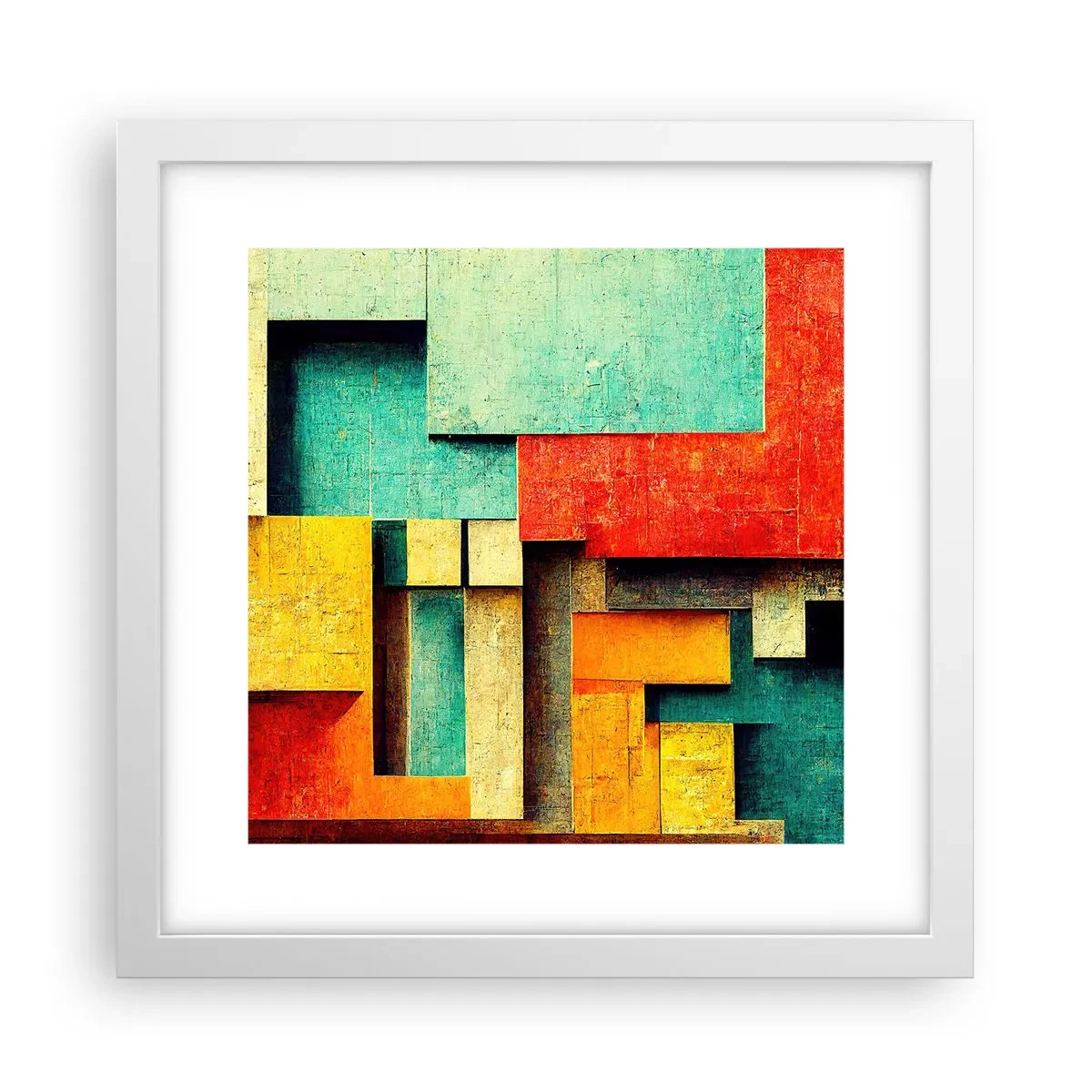 Poster in een witte lijst - Festival van rechte hoeken - 30x30 cm