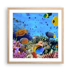 Een poster in een licht eiken lijst - En wat weten we over het leven... - 50x50 cm