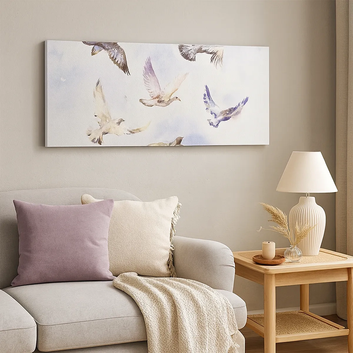 Schilderen op canvas - Vrijheid in grijs en blauw - 30x30 cm