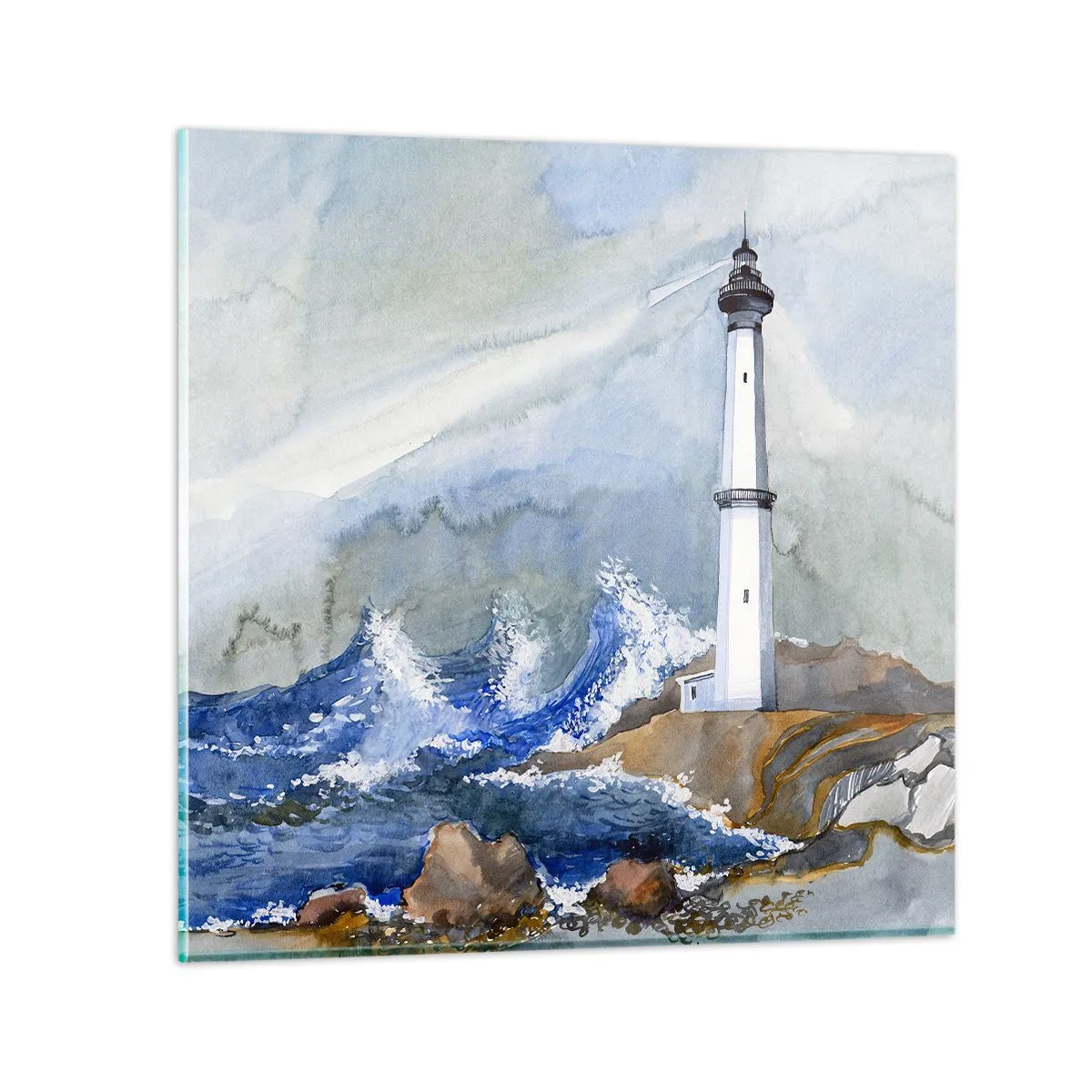 Schilderen op glas - Tegen de duisternis en de storm - 60x60 cm