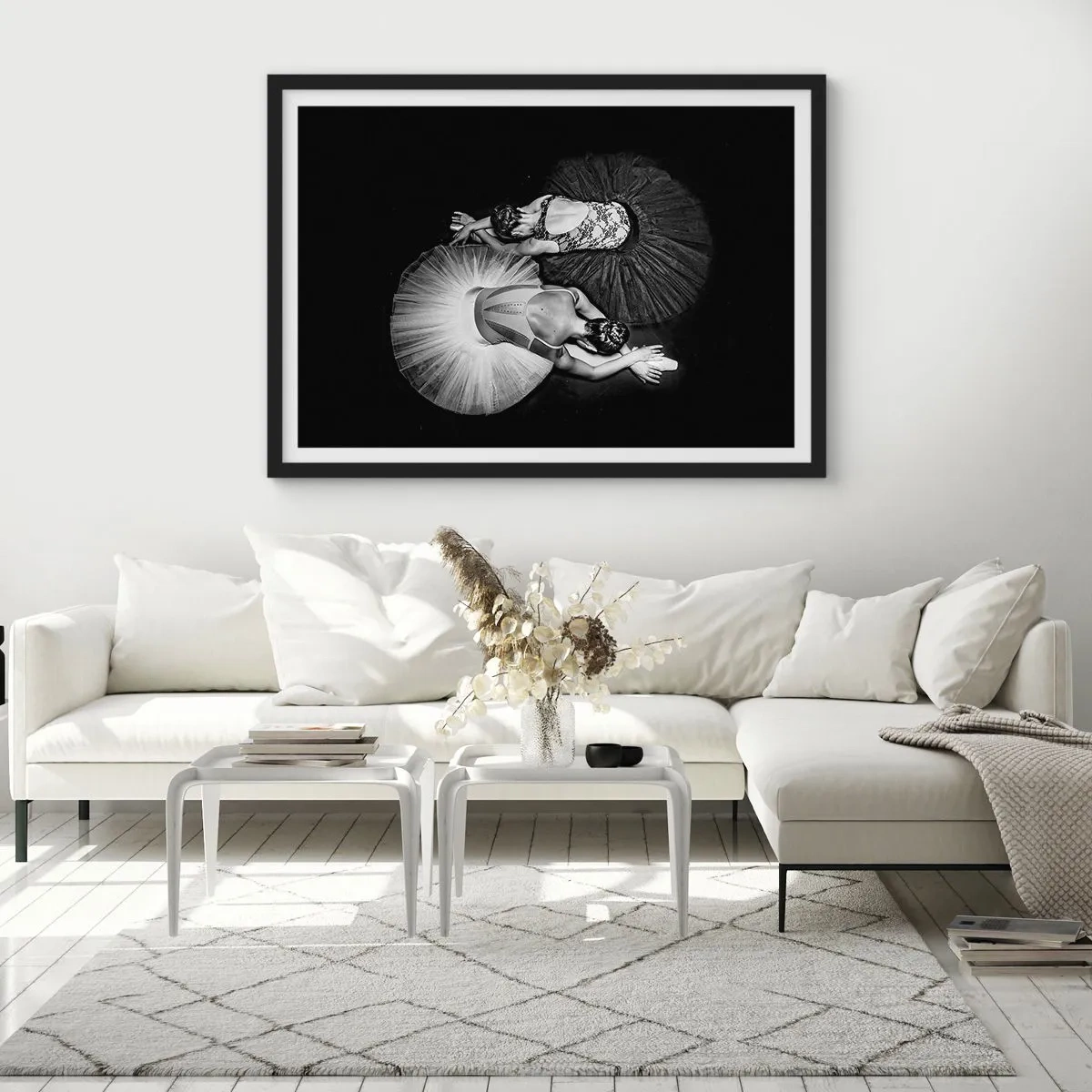 Poster in een zwarte lijst - Jin en Jang - perfecte balans - 70x50 cm