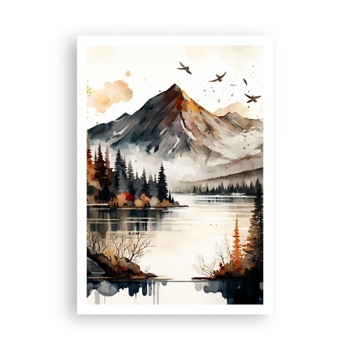 Poster - Gouden herfst in de bergen - 70x100 cm