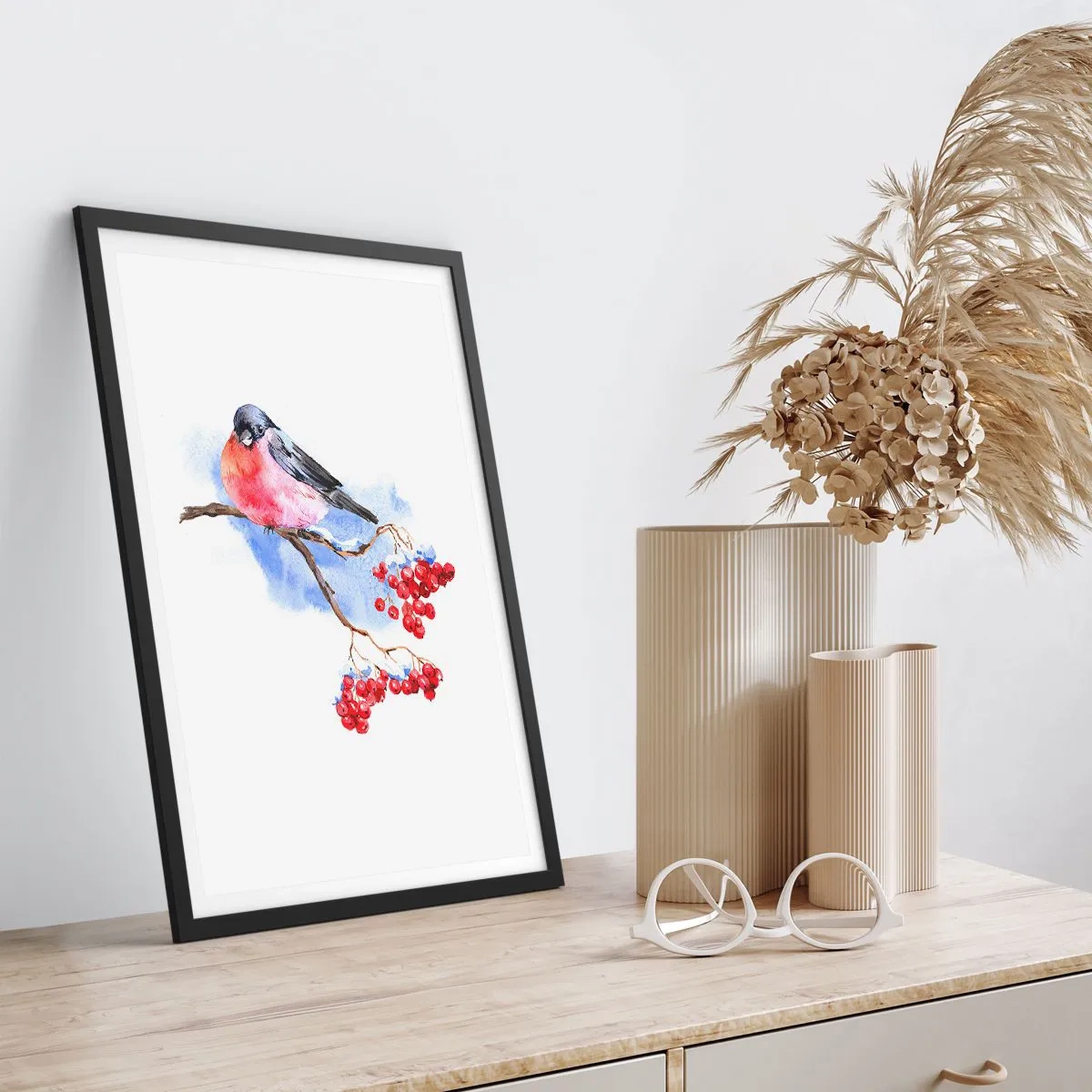 Poster in een zwarte lijst - Winter in kleur - 30x40 cm