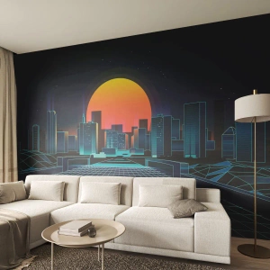 Zelfklevend Fotobehang Deluxe Sticker - Wil je nog steeds naar het echte? - Abstractie, Stad, Zon - 350x256 cm
