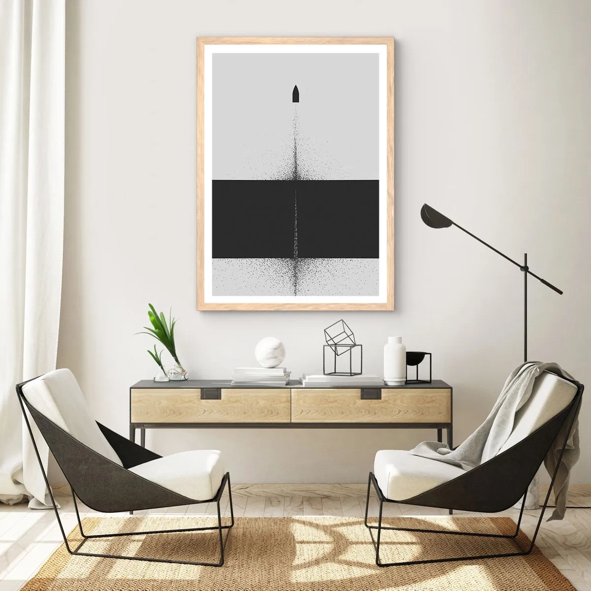 Een poster in een licht eiken lijst - Rechtstreeks naar het doel - 70x100 cm