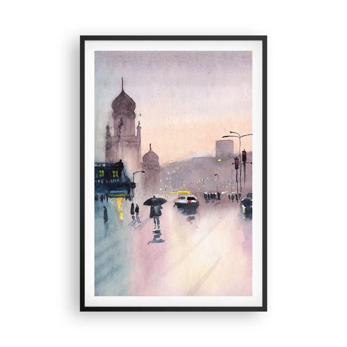 Poster in een zwarte lijst - In de regenachtige nevel - 61x91 cm