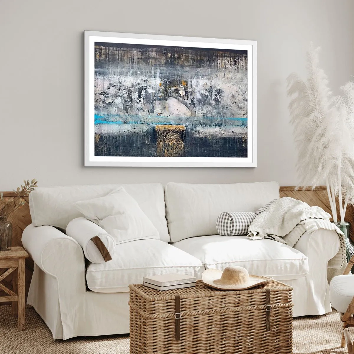Poster in een witte lijst - Als op ijs, als zo moeizaam - 100x70 cm