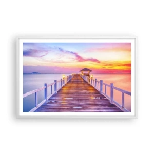 Poster in een witte lijst - De lila-gouden stilte van de avond - 91x61 cm