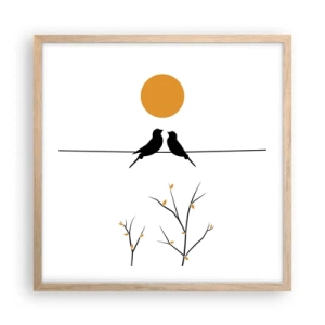 Een poster in een licht eiken lijst - Nachtegalen avond - 50x50 cm