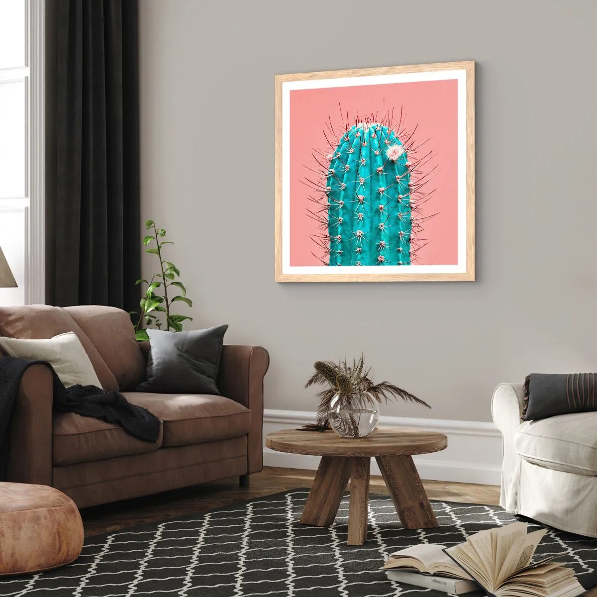 Een poster in een licht eiken lijst - Kijk gewoon - 40x40 cm