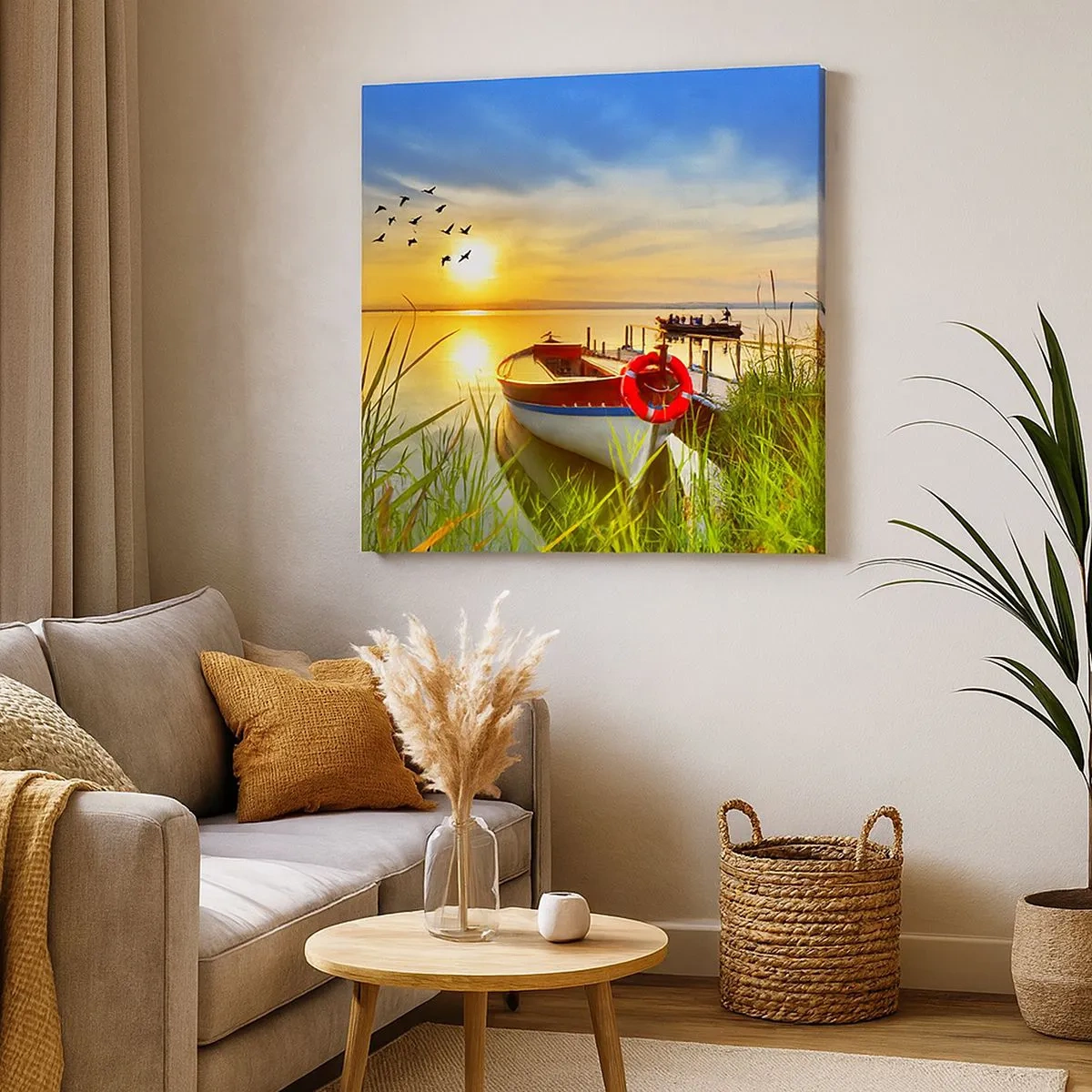 Schilderen op canvas - De aalscholvers vliegen al weg - 30x30 cm