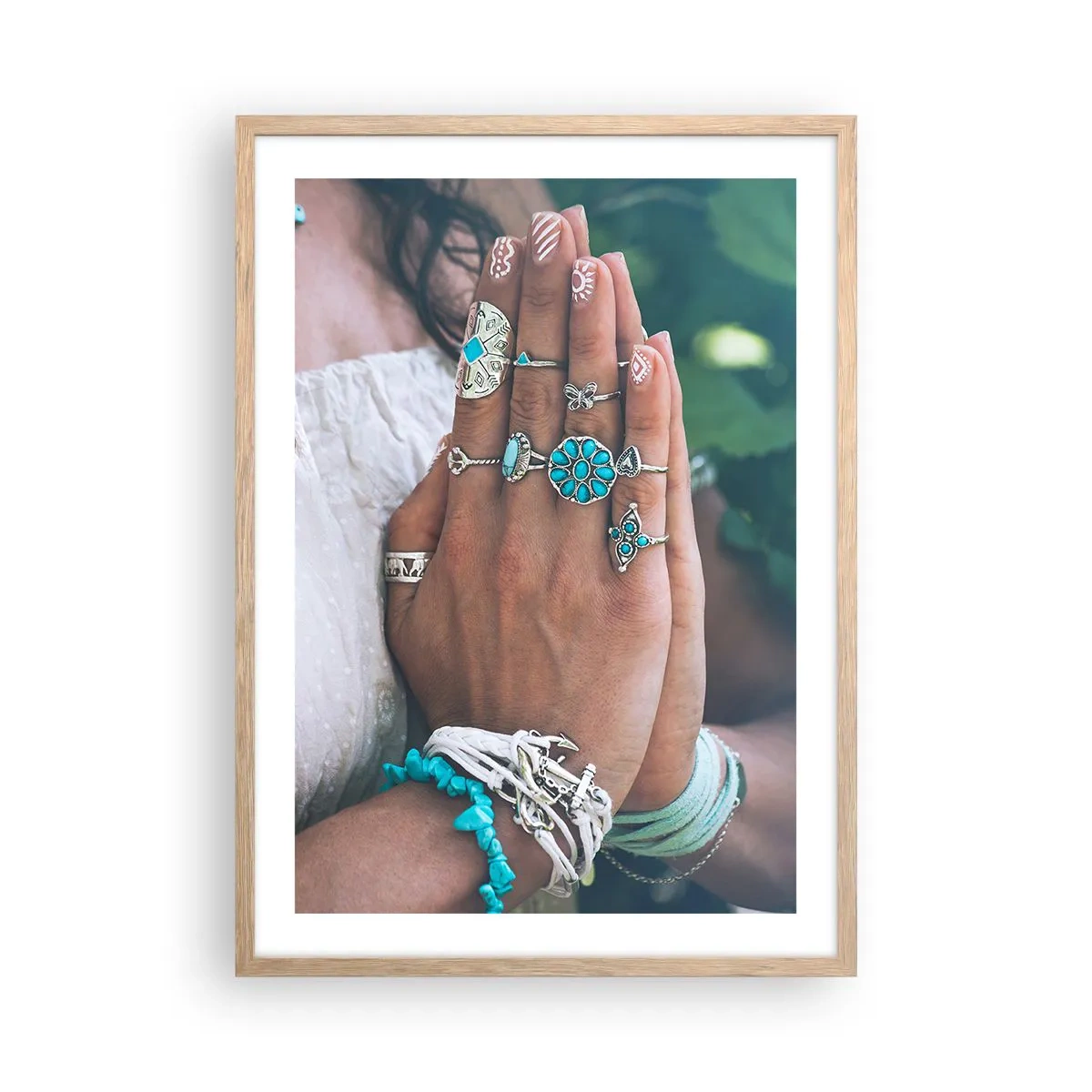 Een poster in een licht eiken lijst - Welkom in het centrum van het zijn - 50x70 cm