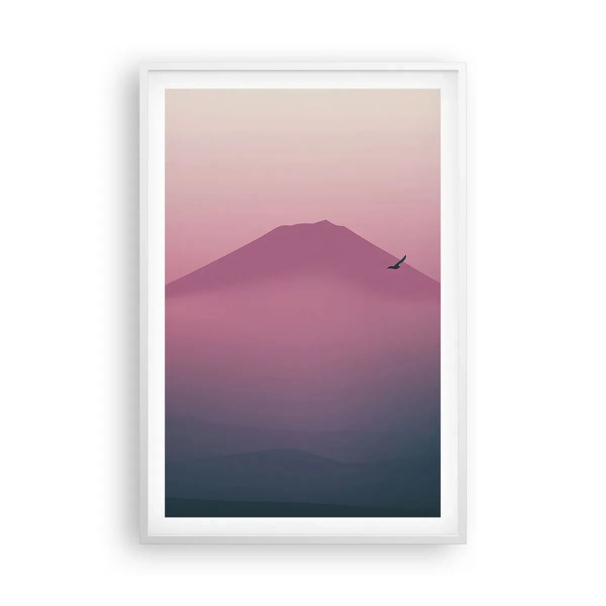 Poster in een witte lijst - Wandelaars boven de wolken - 61x91 cm