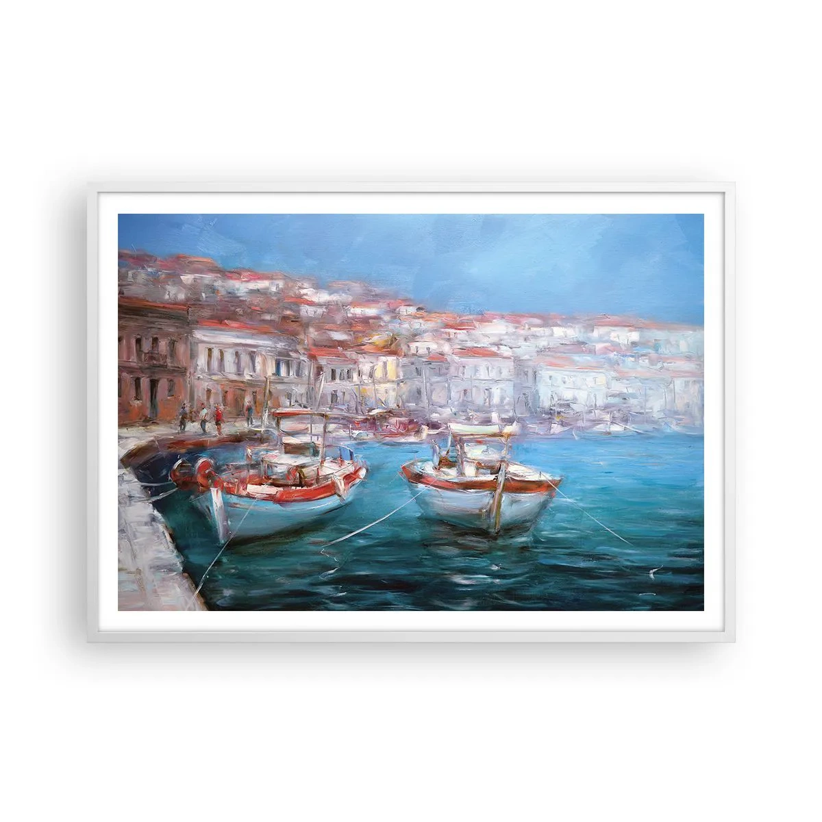 Poster in een witte lijst - Italiaanse baai - 100x70 cm