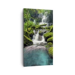 Schilderen op canvas - Turkoois, saffieren en vloeibaar zilver - 45x80 cm