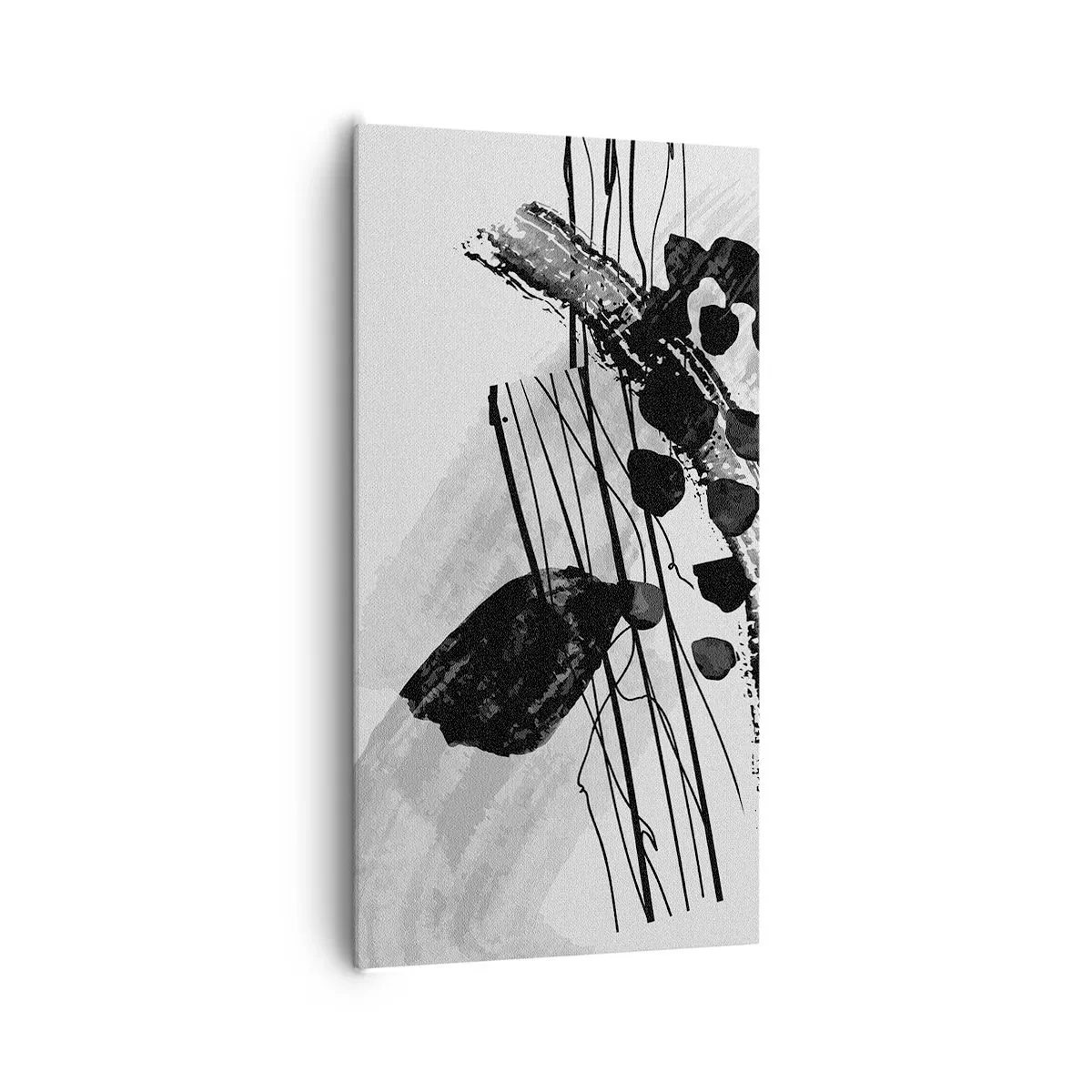 Schilderen op canvas - Zwart-wit organische abstractie - 65x120 cm