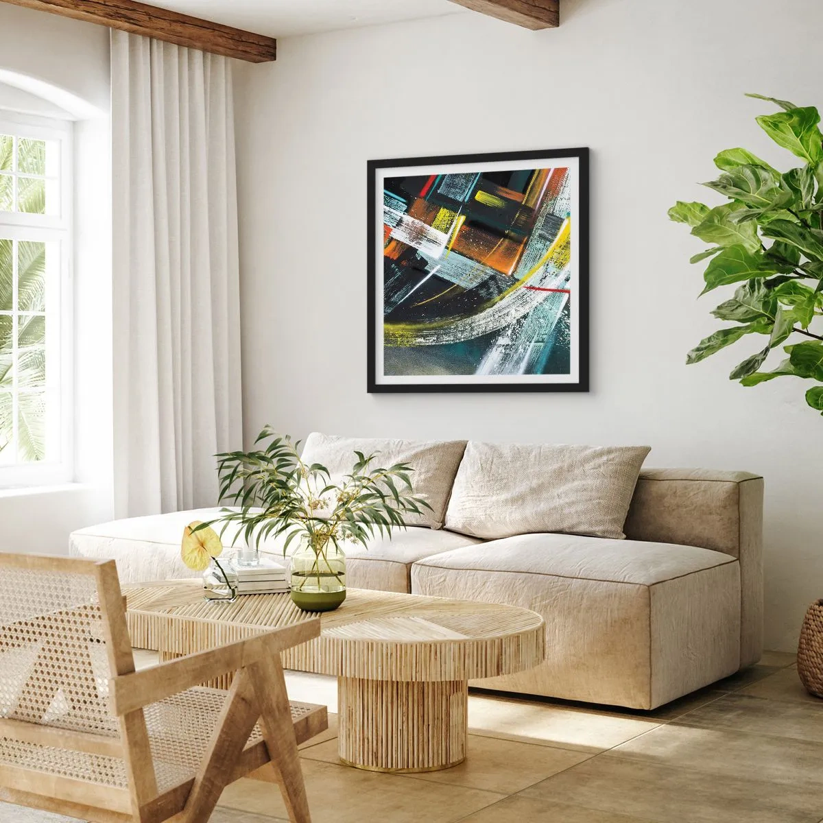 Poster in een zwarte lijst - De energie van beweging - 40x40 cm