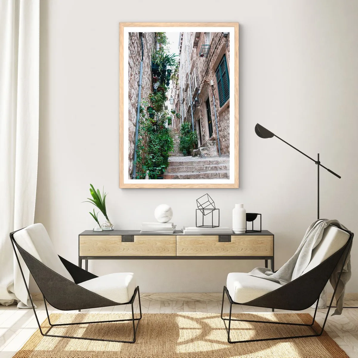 Een poster in een licht eiken lijst - Charme van de oude stad - 70x100 cm