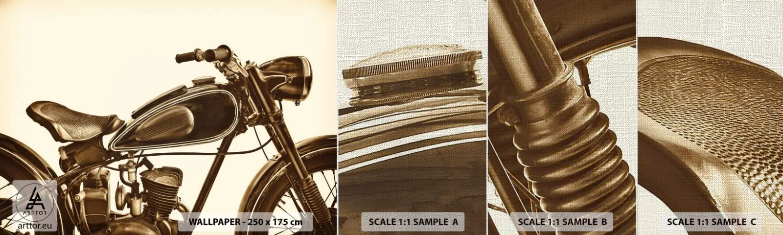 Fotobehang Monster Premium Canvas - Verlangen naar de klassiekers - Motor, Vintage, Automobiel - 100x30 cm