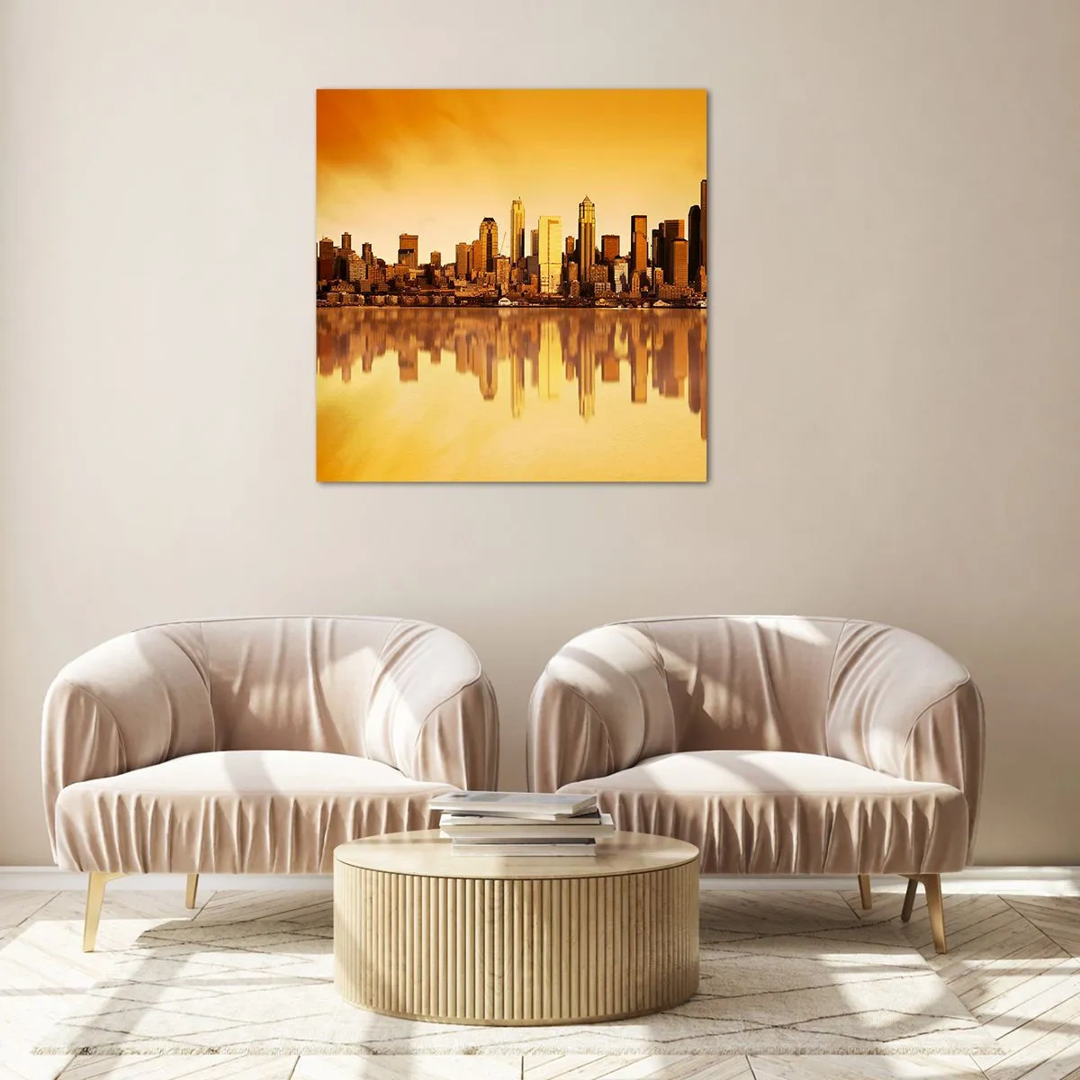 Schilderen op glas - De stilte van de metropool - 50x50 cm