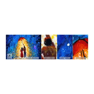 Fotobehang Staaltje Standard Eco - De magie van een regenachtige avond? - Romantisch, Stel, Liefde - 100x30 cm