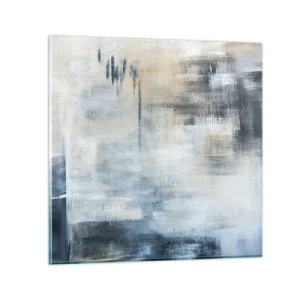 Schilderen op glas - Achter het blauwe gordijn - 60x60 cm