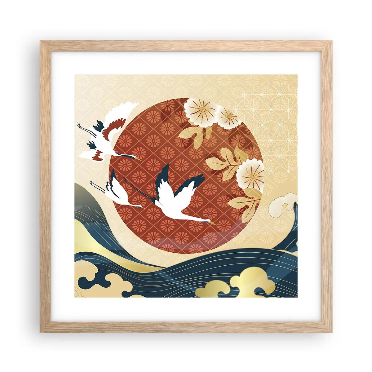Een poster in een licht eiken lijst - Japans sprookje - 40x40 cm