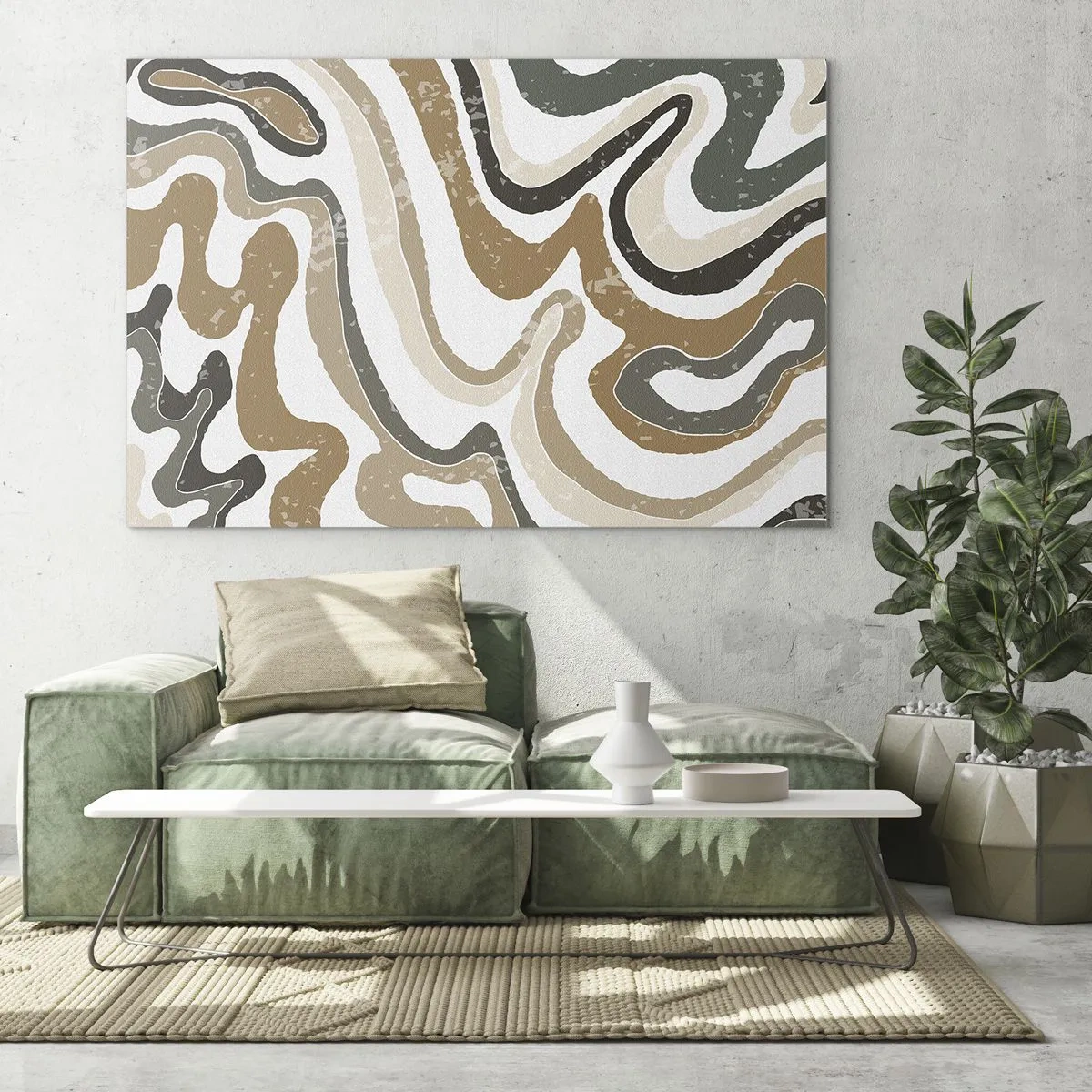 Schilderen op glas - Meanders van aardekleuren - 100x70 cm