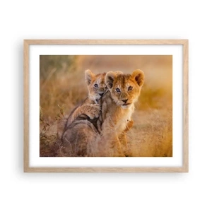 Een poster in een licht eiken lijst - Niet storen! We hebben plezier - 50x40 cm