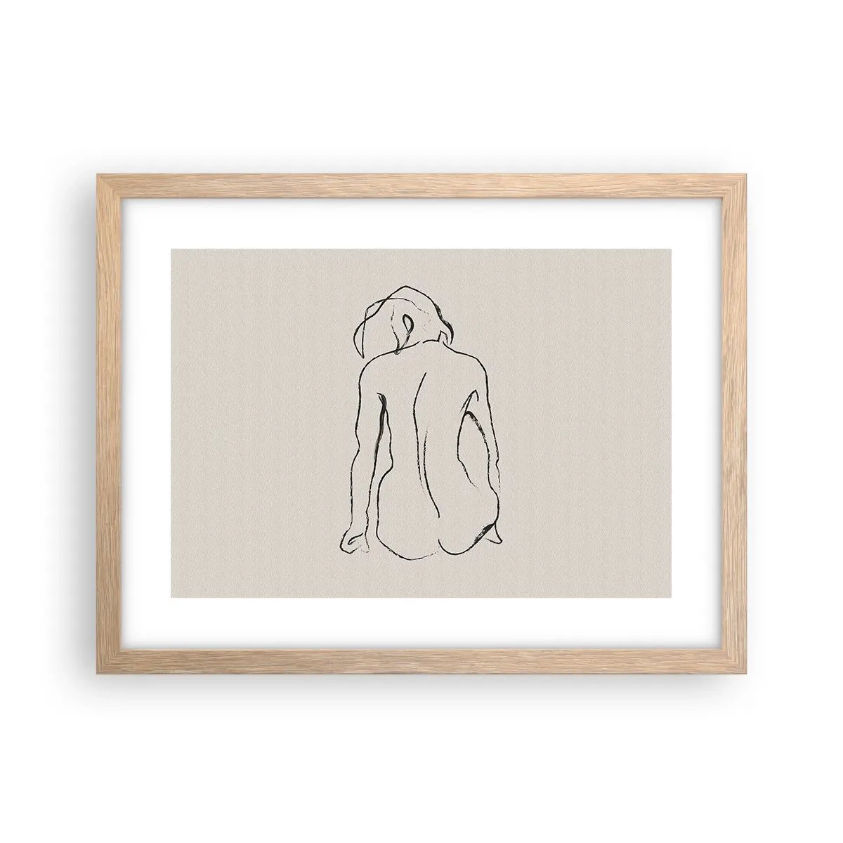 Een poster in een licht eiken lijst - Naakt meisje - 40x30 cm