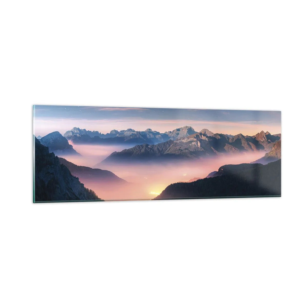 Schilderen op glas - Licht in de dalen - 90x30 cm