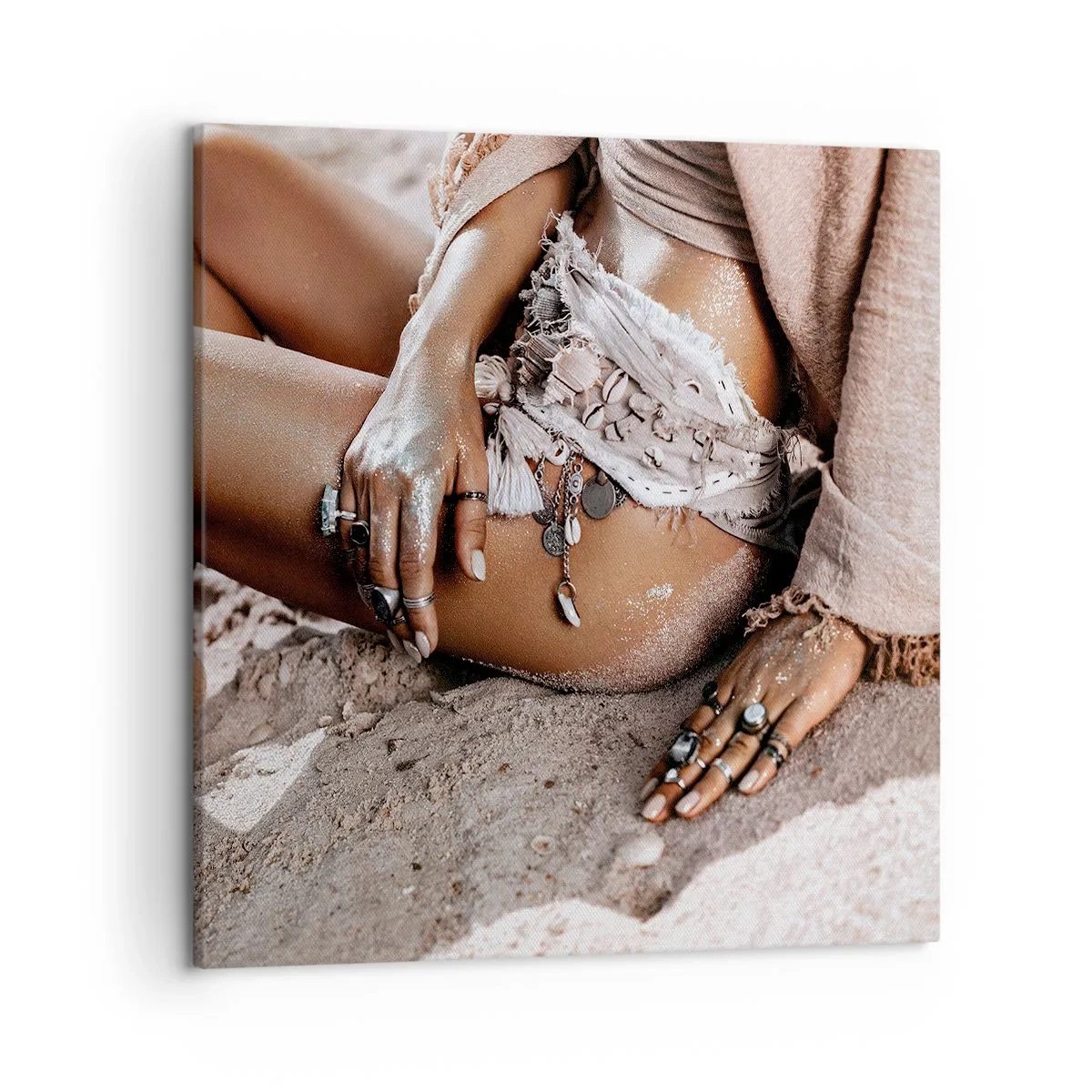 Schilderen op canvas - Door de golven gegooid? - 50x50 cm