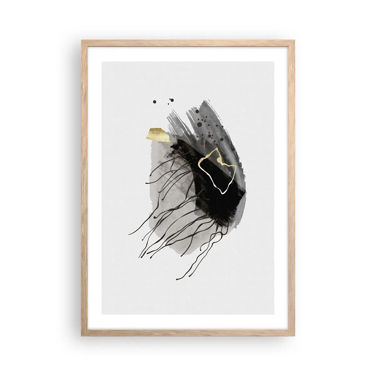 Een poster in een licht eiken lijst - In zwart en goud - 50x70 cm