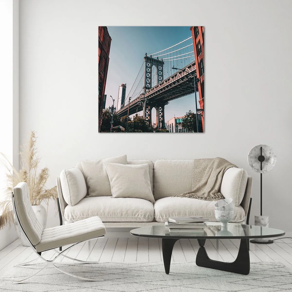 Schilderen op glas - Over de golven van de stad - 30x30 cm