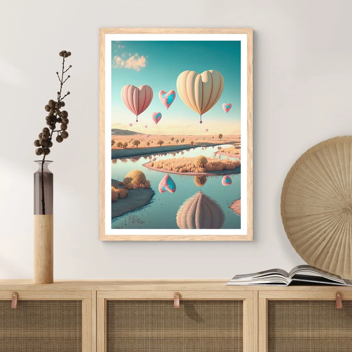 Een poster in een licht eiken lijst - Liefde laat je vliegen - 70x100 cm