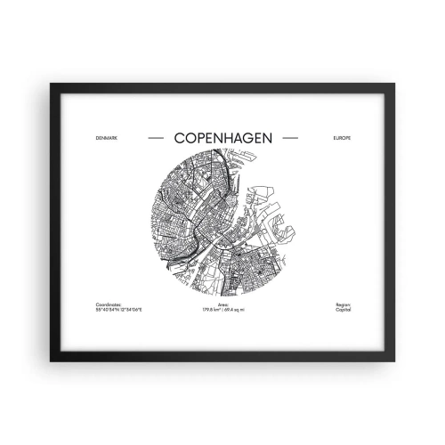 Poster in een zwarte lijst - Anatomie van Kopenhagen - 50x40 cm