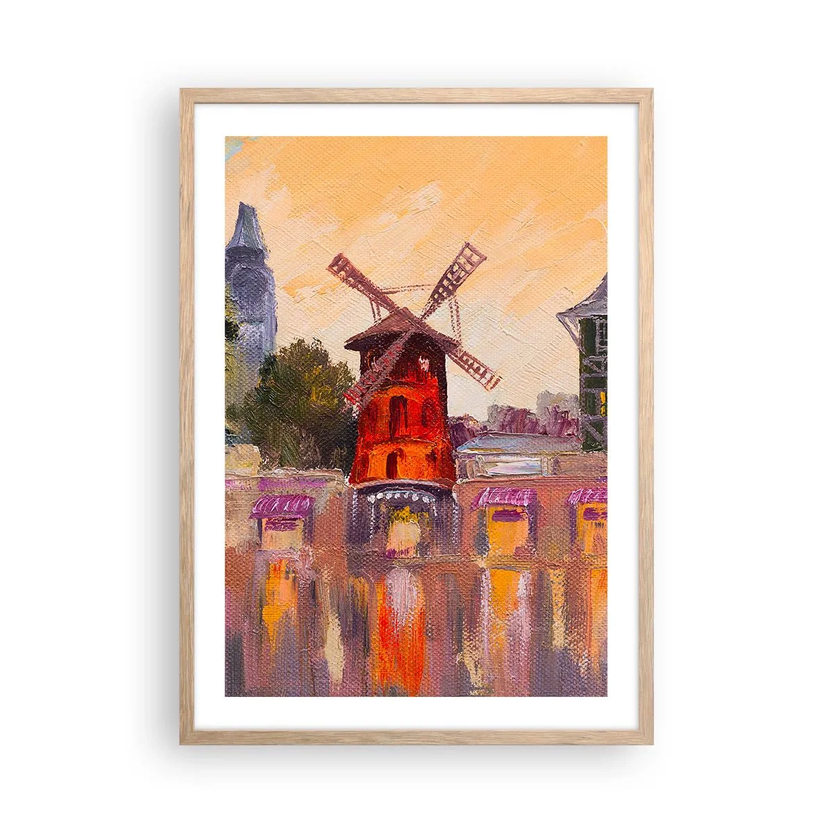Een poster in een licht eiken lijst - Parijse iconen – Moulin Rouge - 50x70 cm