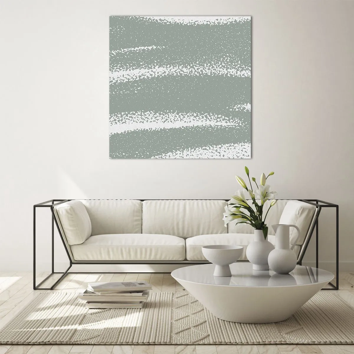 Schilderen op glas - Abstractie in een winterklimaat - 30x30 cm