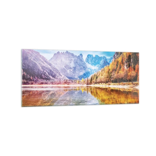 Schilderen op glas - En het is al herfst in de bergen - 120x50 cm