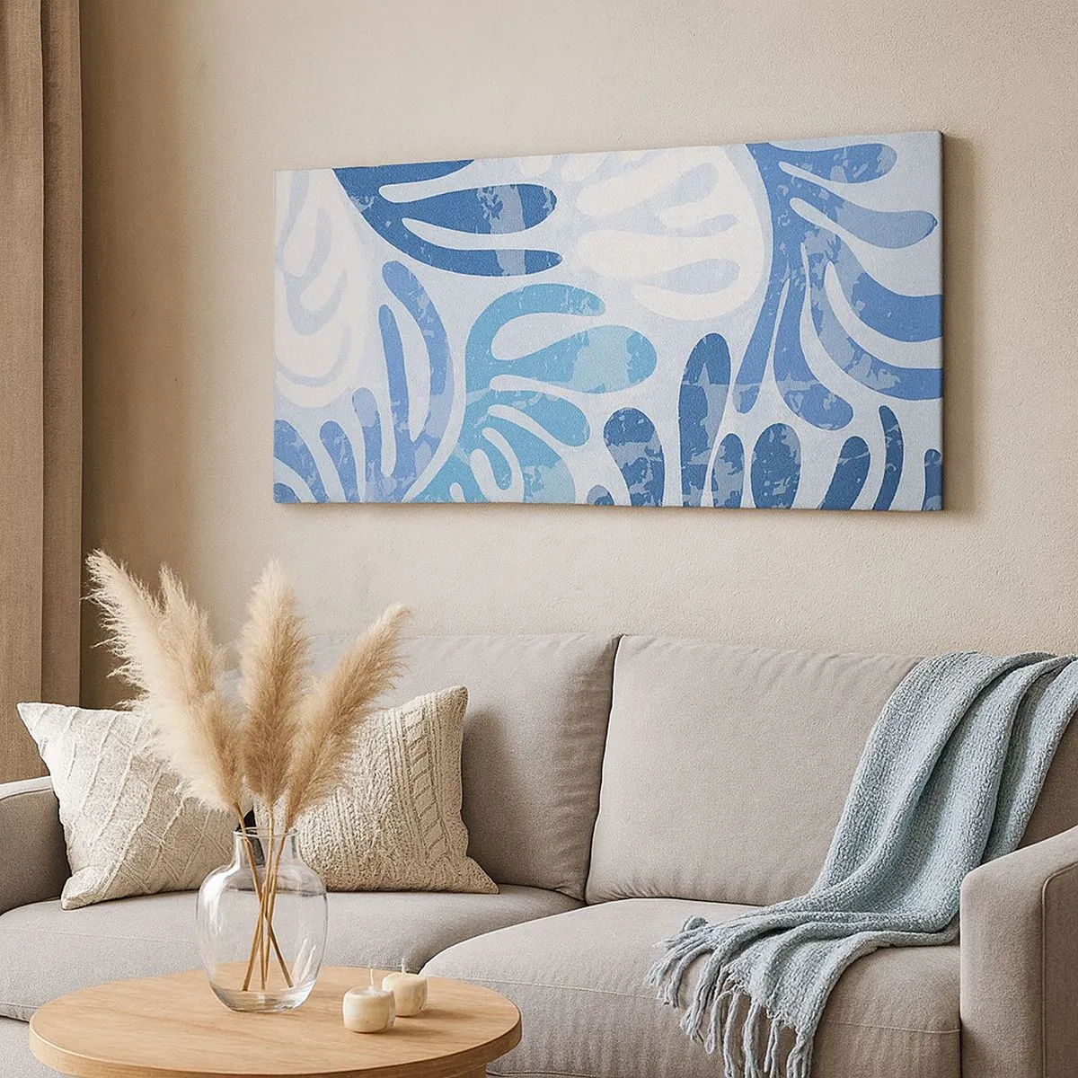 Schilderen op canvas - Blauwe varens - 100x40 cm