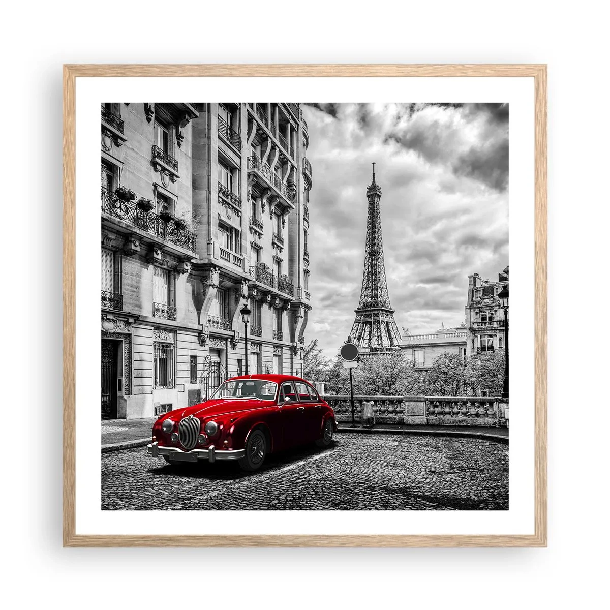 Een poster in een licht eiken lijst - Roofdier in de stad - 60x60 cm