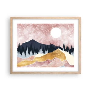 Een poster in een licht eiken lijst - Nachtwacht - 50x40 cm