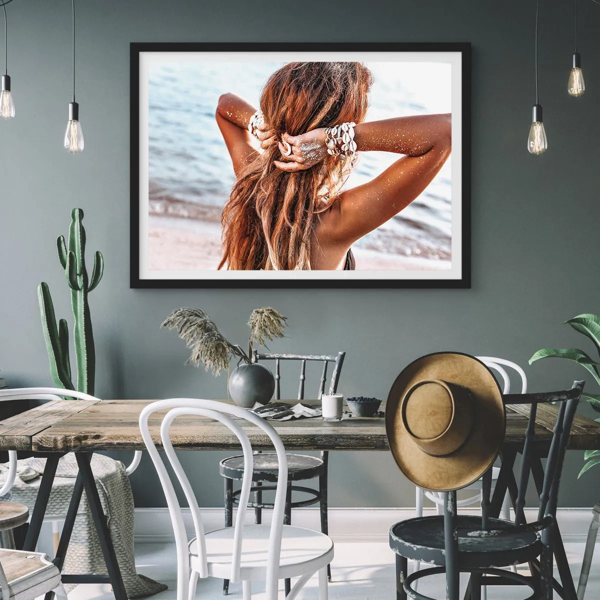 Poster in een zwarte lijst - Een zusje van water en zon - 50x40 cm